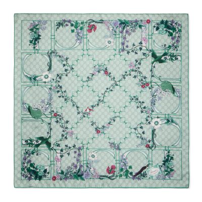 Gucci Printed Twill Silk Square Scarf 1