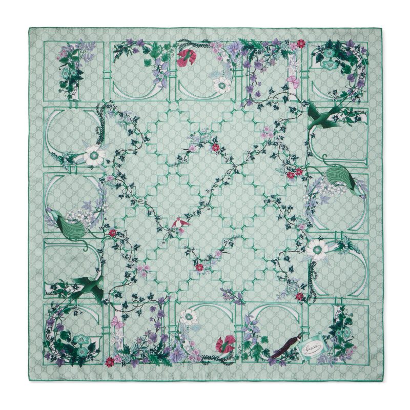 Gucci Printed Twill Silk Square Scarf
