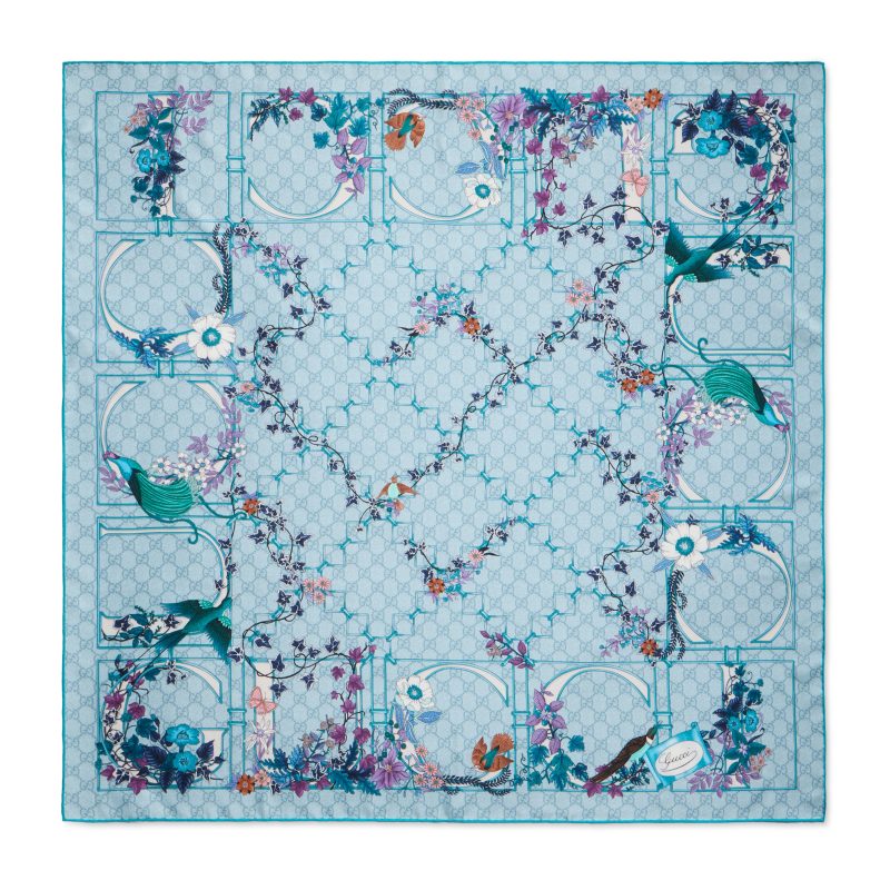 Gucci Printed Twill Silk Square Scarf
