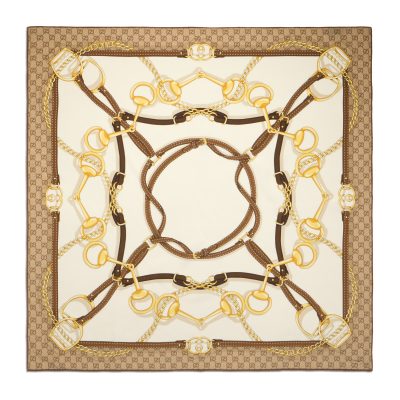 Gucci Printed Silk Crepe Square Scarf 1