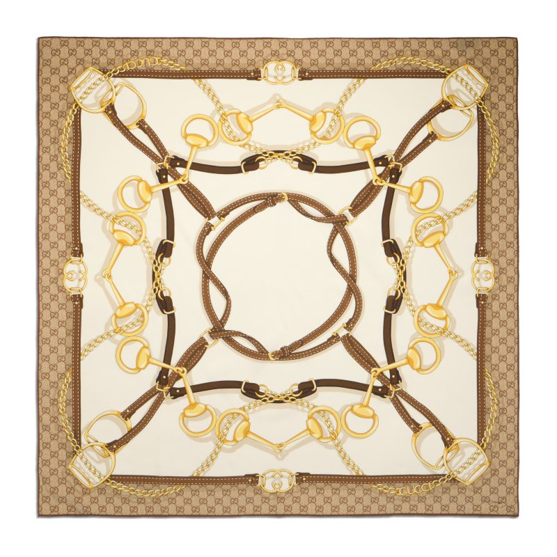 Gucci Printed Silk Crepe Square Scarf