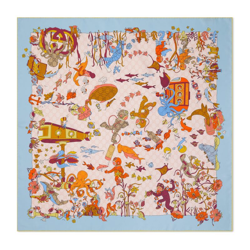 Gucci Printed Silk Square Scarf