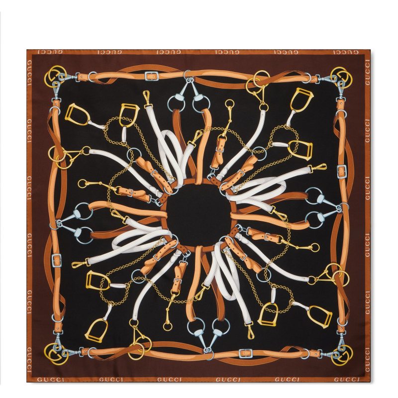 Gucci Printed Twill Silk Square Scarf