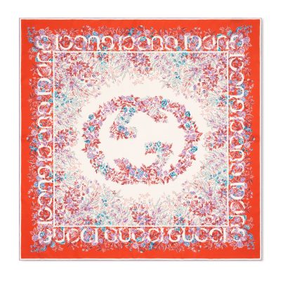 Gucci 印花桑蚕丝斜纹方巾 1