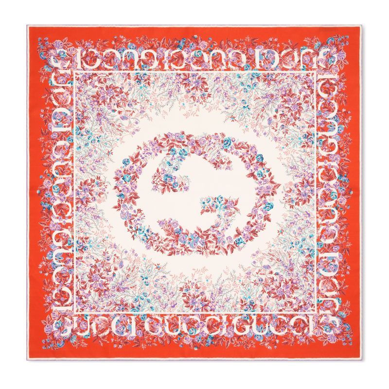 Gucci 印花桑蚕丝斜纹方巾