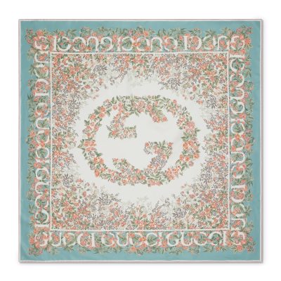 Gucci Gucci互扣式双G花卉印花桑蚕丝方巾 1