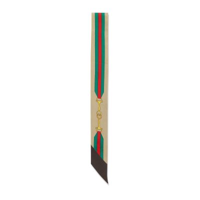 Gucci 互扣式双G马衔扣织带印花桑蚕丝领结 1
