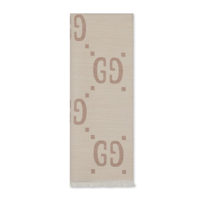 Gucci GG提花羊毛桑蚕丝混纺围巾