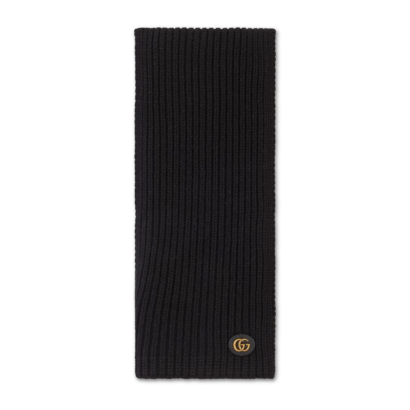 Gucci 饰双G羊毛山羊绒混纺围巾