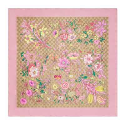 Gucci Generation Gucci Printed GG Twill Silk Square Scarf 1