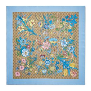 Gucci Printed GG Twill Silk Square Scarf 1