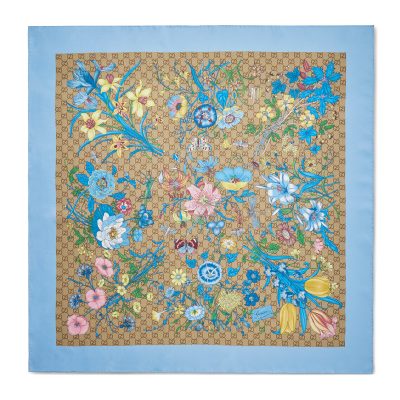 Gucci Printed GG Twill Silk Square Scarf 1