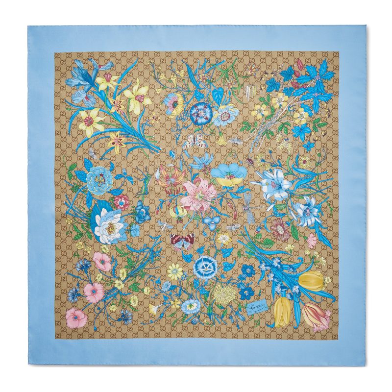 Gucci Printed GG Twill Silk Square Scarf