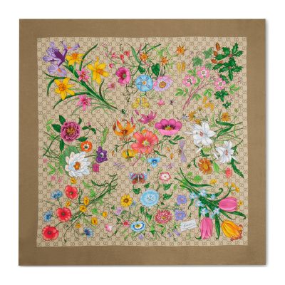Gucci Printed GG Twill Silk Square Scarf 1