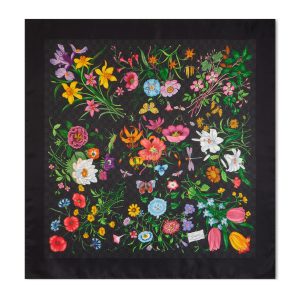 Gucci Printed GG Twill Silk Square Scarf 1