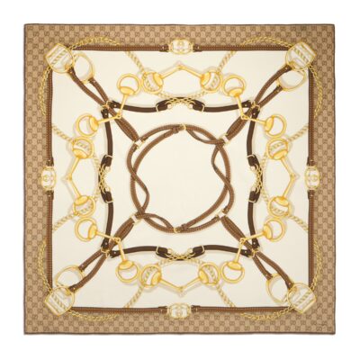 Gucci GW128-GUCCI-874230 3G005 9965-Printed silk double crepe scarf