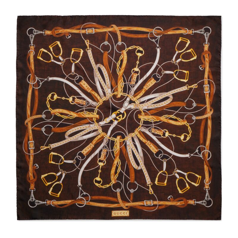 Gucci GW129-GUCCI-A00092 3G001 1065 - Foulard en soie imprimé « Hard-Wear »