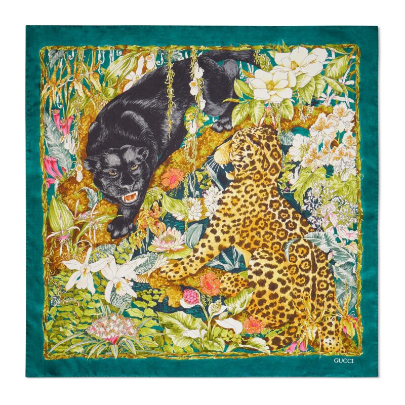 Gucci GW133-GUCCI-A00099 3G001 3600 - Lenço de seda com estampado «Double Trouble»