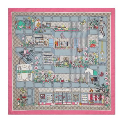 Gucci GW145-GUCCI-854043 3G001 5579-Printed silk twill scarf