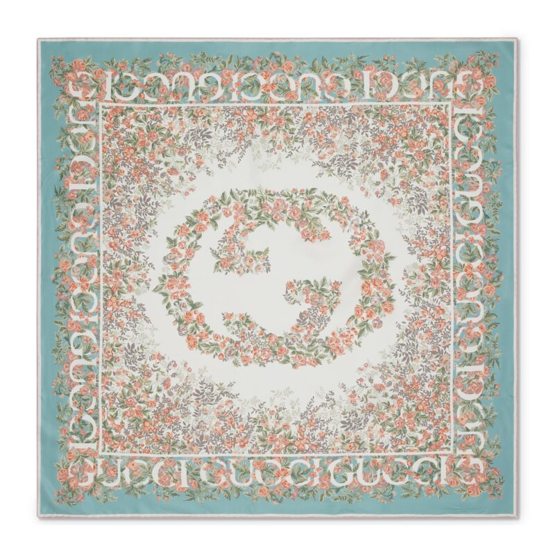 Gucci GW190-GUCCI-783157 3G001 3972-グッチ インターロッキング ダブルG フローラルプリント シルクスカーフ
