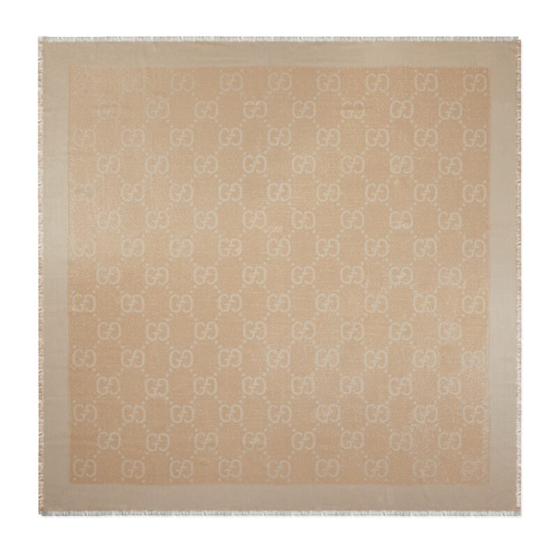 Gucci GW233-GUCCI-694839 3G720 9400-GG ゴールドとシルバーの糸を使ったジャカード織りのショール