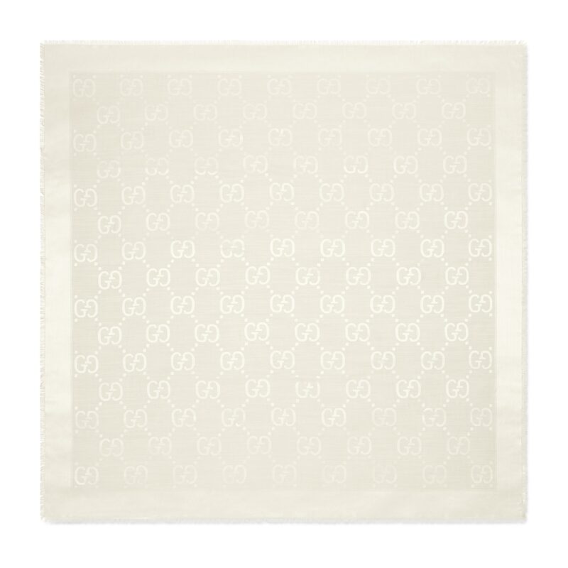 Gucci GW234-GUCCI-663671 3GC43 9000-GG châle en jacquard mélange soie et laine