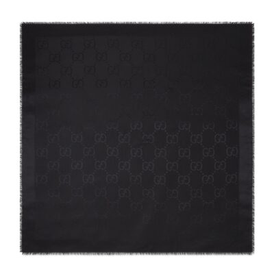Gucci GW236-GUCCI-663671 3GC43 1000-GG jacquard silk wool blend shawl