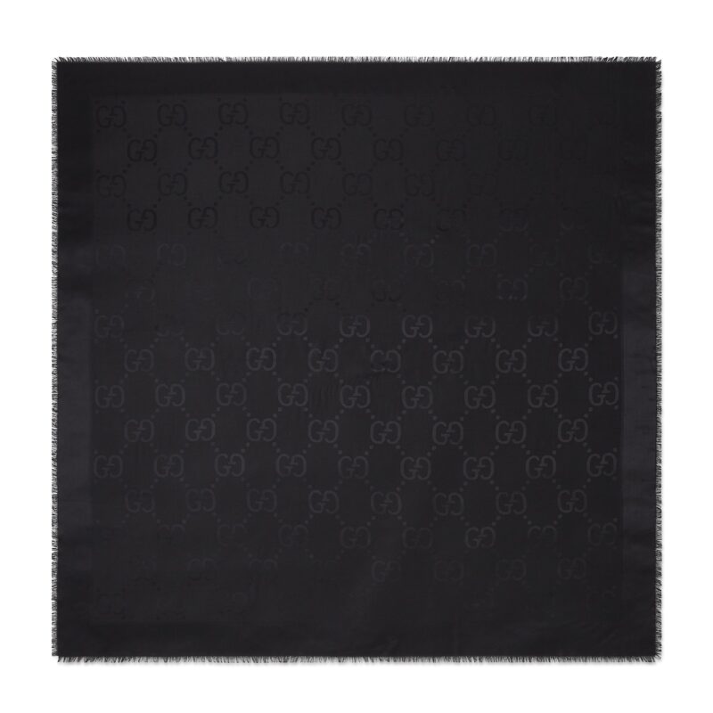 グッチ GW236-GUCCI-663671 3GC43 1000-GG ジャカード織りのシルク・ウール混紡ショール
