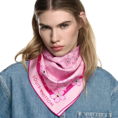 Louis Vuitton LV x TM monogram cherry blossom 70 scarf