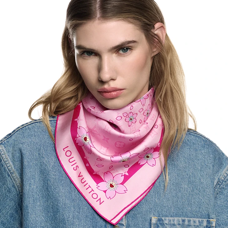 Louis Vuitton LV x TM monogram cherry blossom 70 scarf