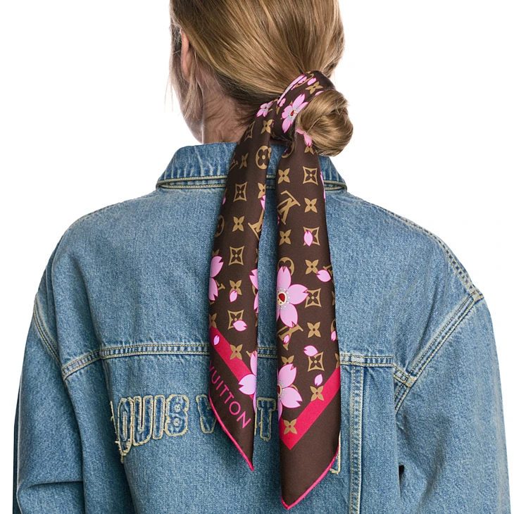 Louis Vuitton LV x TM monogram cherry blossom 70 scarf