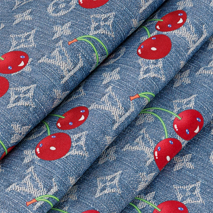 Louis Vuitton LV x TM denim cerise scarf 90