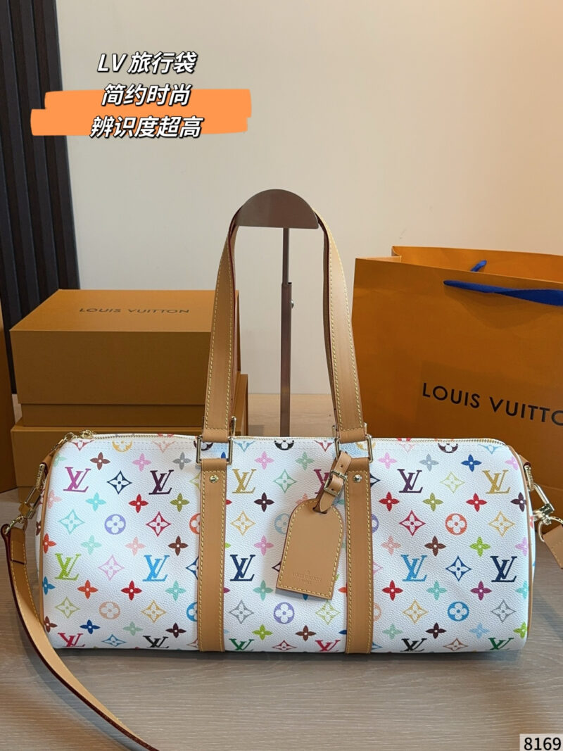 Louis Vuitton LV Takashi Murakami White Tri-color Keepall 45 Travel Bag