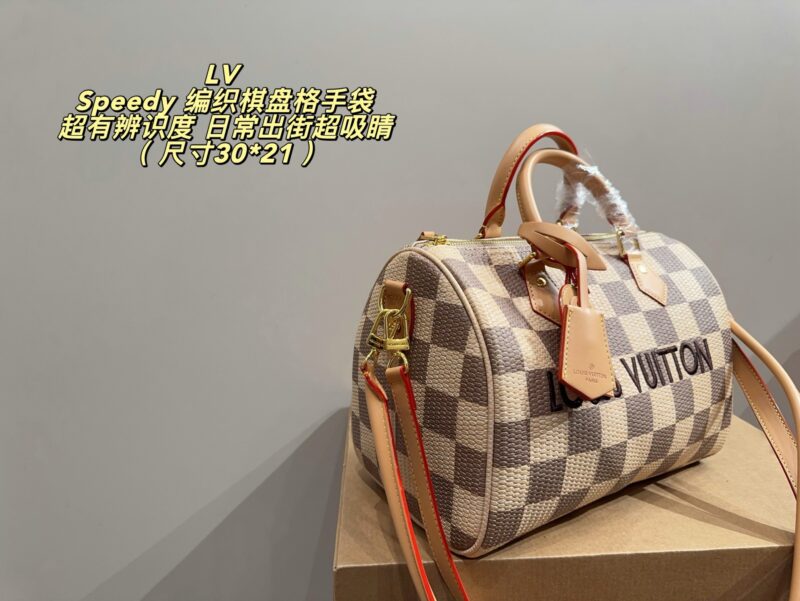 LV Speedy Nano White Checkerboard Handbag