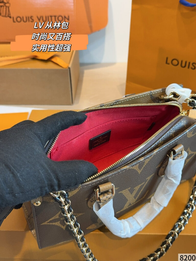 LV explosive shoulder bag jungle series Onthego shopping or weekend trip pick up the Onthego handbag immediately start Lv new shopping bag big flower new material color matching each side has a different color size